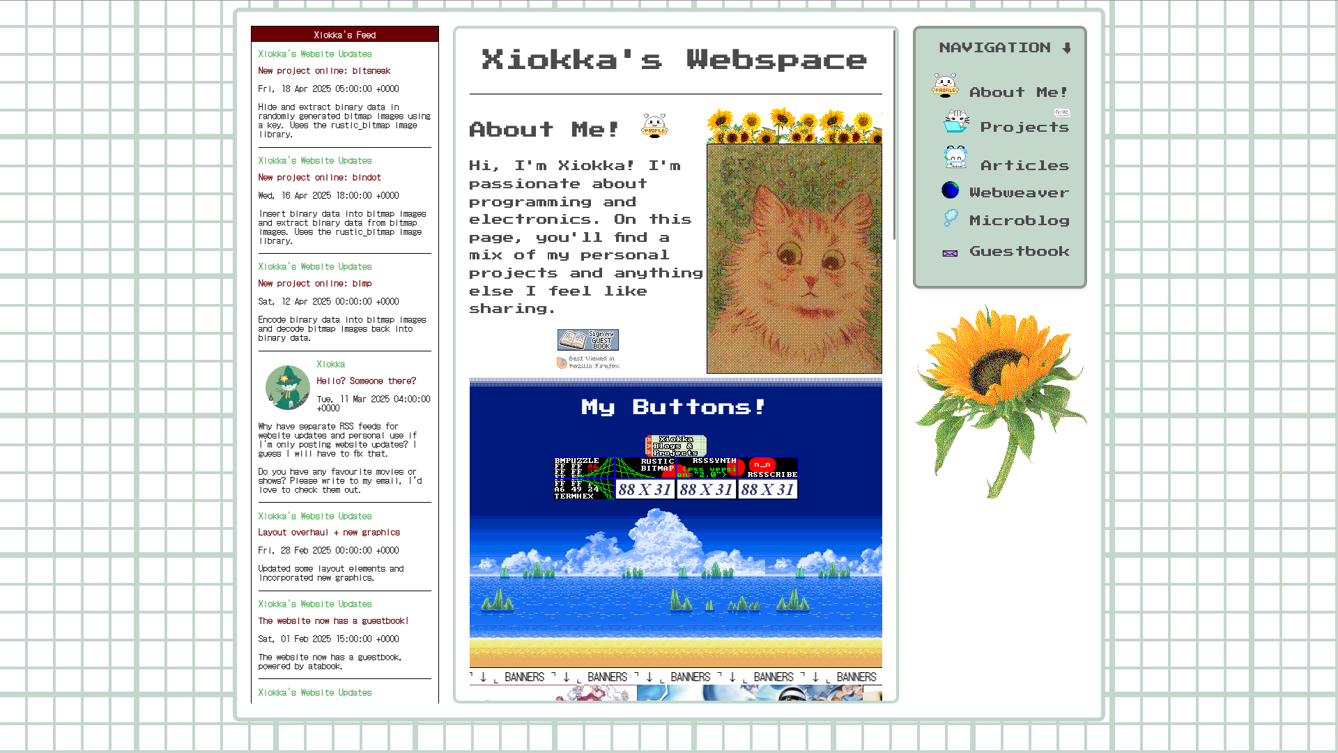 A snapshot of my website taken on May 4, 2025.
